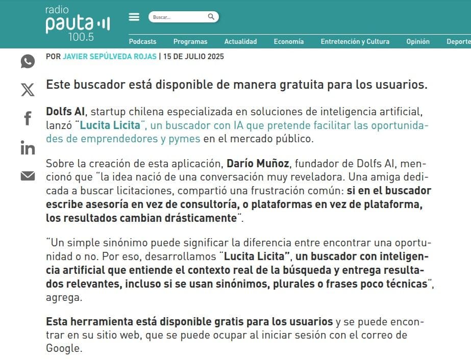 Radio Pauta destaca a Lucita Licita